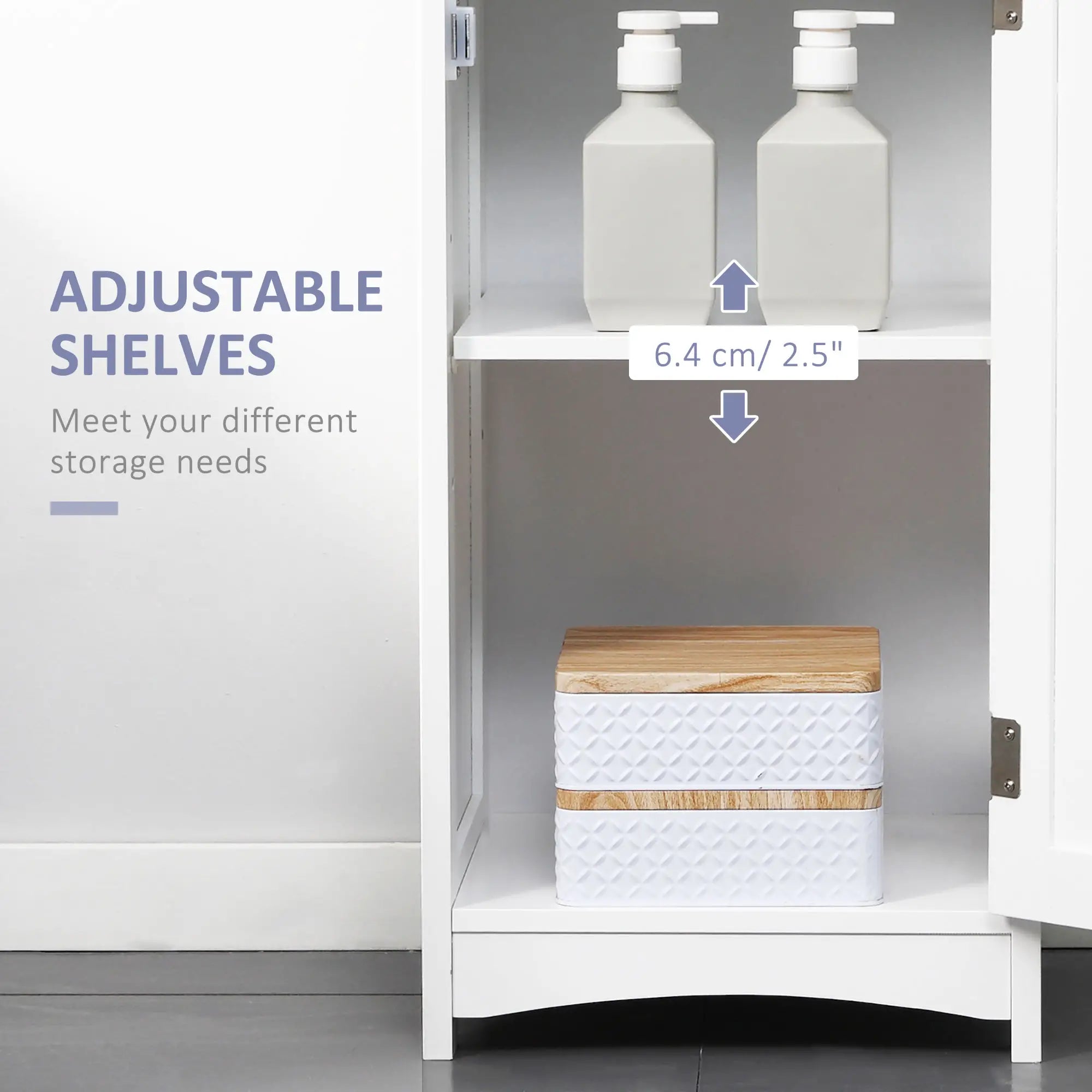 Tall Bathroom Storage Cabinet, 3 Tier Shelf with Drawer, White Bathroom Cabinets at Gallery Canada
