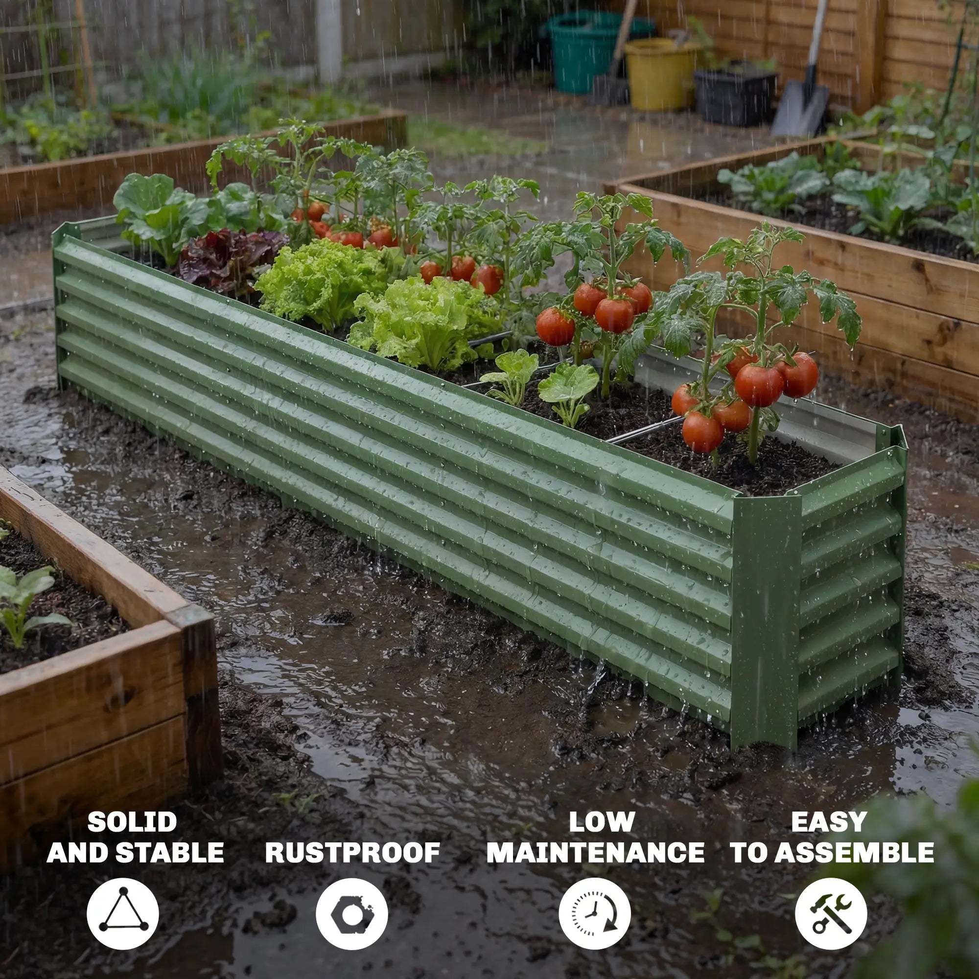 8 x 1.3 x 1.5ft Galvanized Raised Garden Bed, Light Green Planter Box, Light Green Galvanized Planter Boxes at Gallery Canada