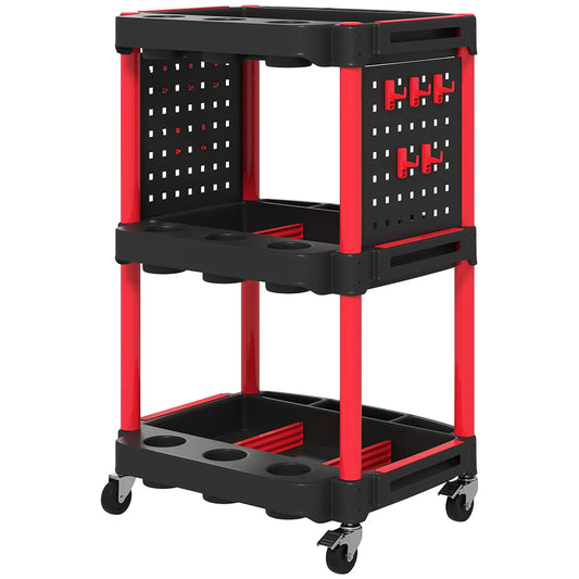 3-Tier Rolling Tool Cart, 200 LBS Capacity, Black & Red Tool Organizers Black, Red at Gallery Canada