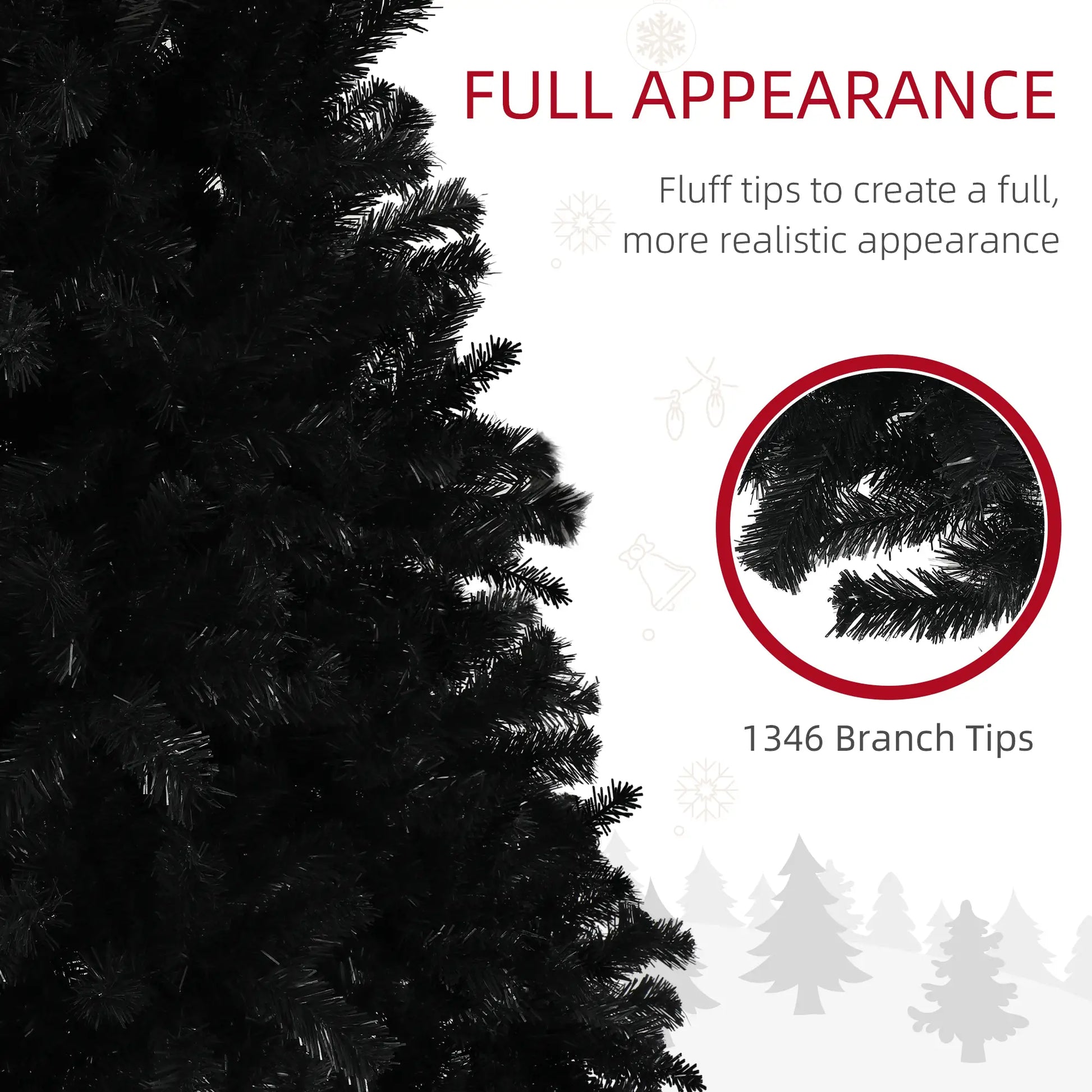 7.5ft Artificial Christmas Tree, Auto Open, Steel Base, Black Artificial Christmas Trees at Gallery Canada