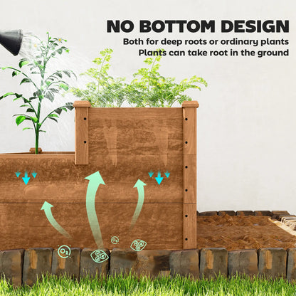 3-Tier Garden Bed Planter Box, 49"x49"x22", Brown Raised Garden Beds at Gallery Canada