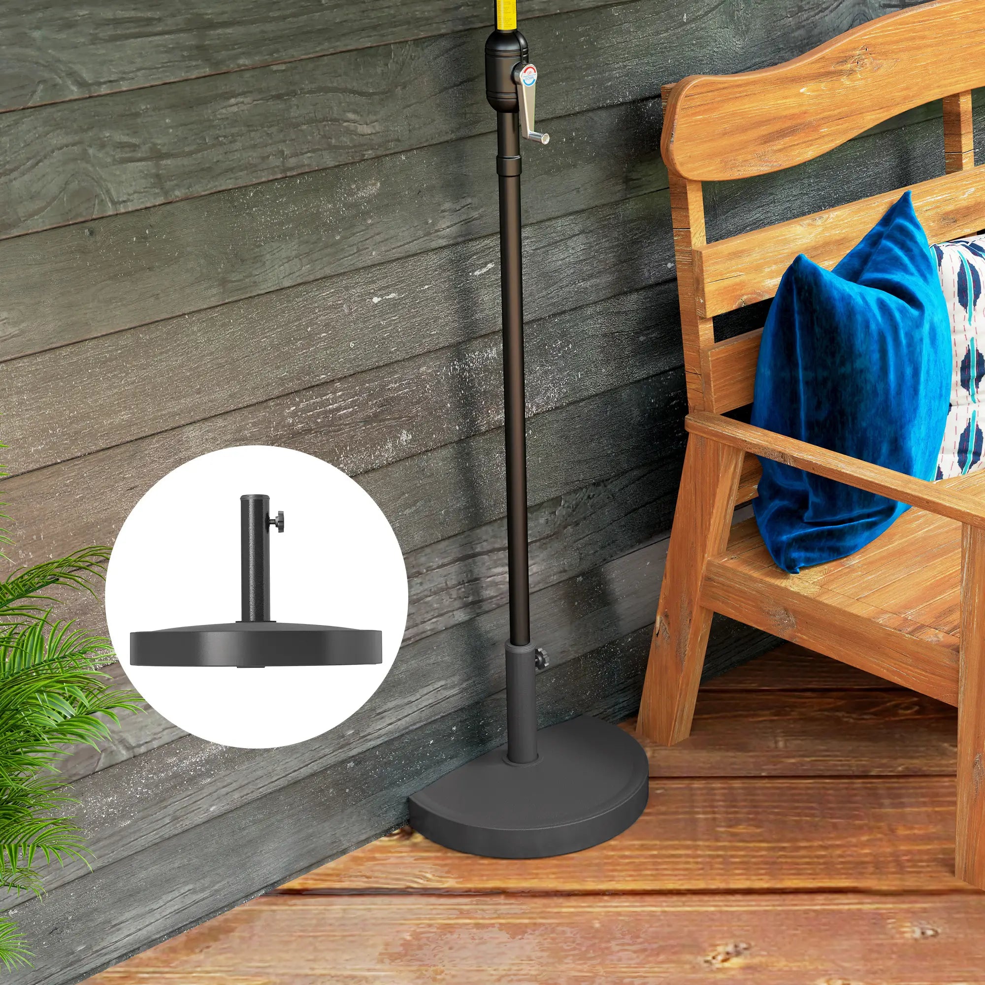 20 lbs Resin Half Parasol Base, Outdoor Umbrella Stand, Black Umbrella Bases at Gallery Canada