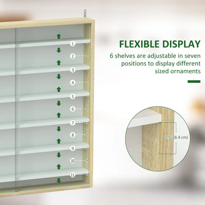 7-Tier Display Cabinet, Glass Curio Cabinet, Oak And White, White Display Bookshelves at Gallery Canada