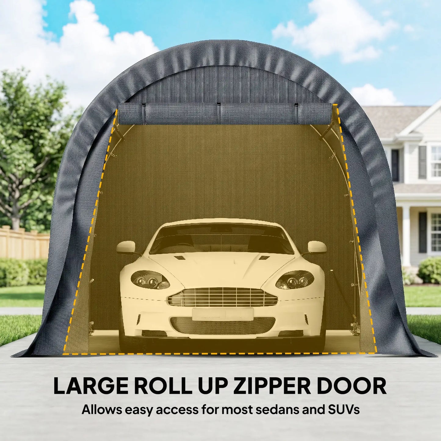 10' x 15' Heavy Duty Carport, Portable Garage Canopy, Dark Grey Car Shelters at Gallery Canada