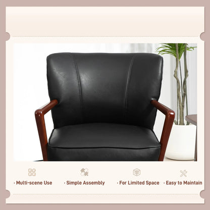 Accent Chair, Modern Armchair, Faux Leather Upholstered with Wood Legs, Black Accent Chairs at Gallery Canada