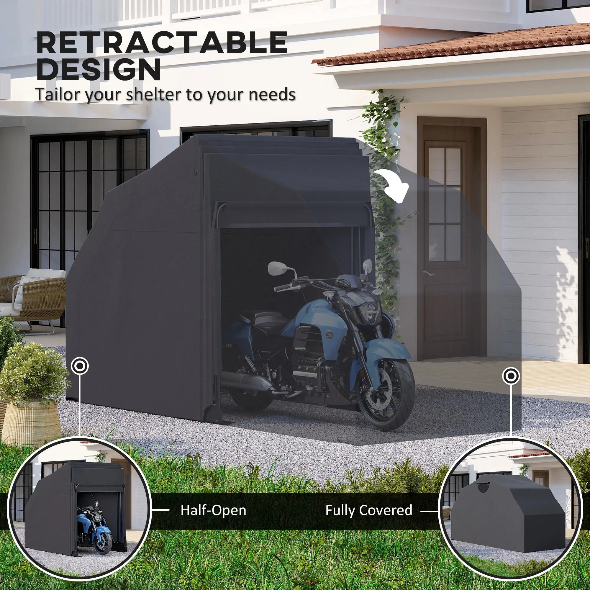 Motorcycle Shelter, Waterproof Cover Tent, 2 Mesh Windows, UV Protected Car Shelters at Gallery Canada