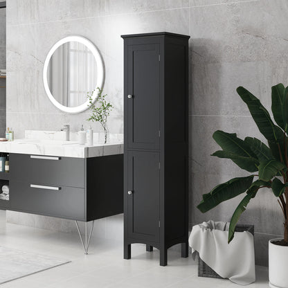 Tall Bathroom Cabinet, Freestanding Storage Organizer, 15" x 13" x 63", Black Bathroom Cabinets at Gallery Canada