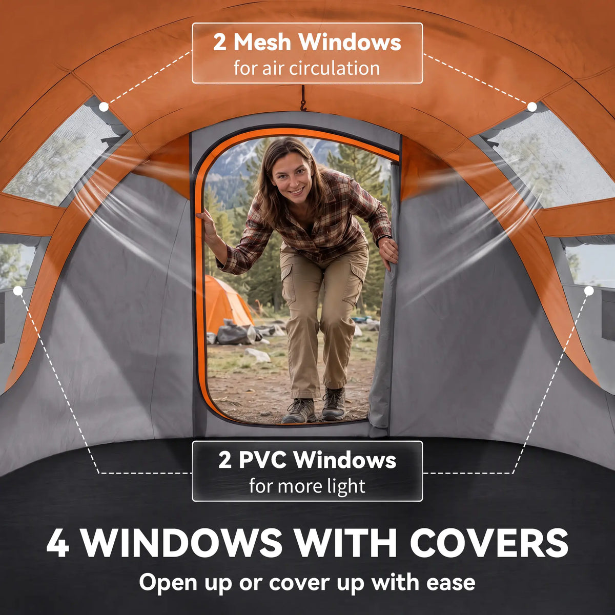 4 Person Pop Up Tent, Automatic Setup, Orange Camping Tents at Gallery Canada