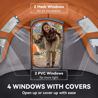 4 Person Pop Up Tent, Automatic Setup, Orange Camping Tents at Gallery Canada
