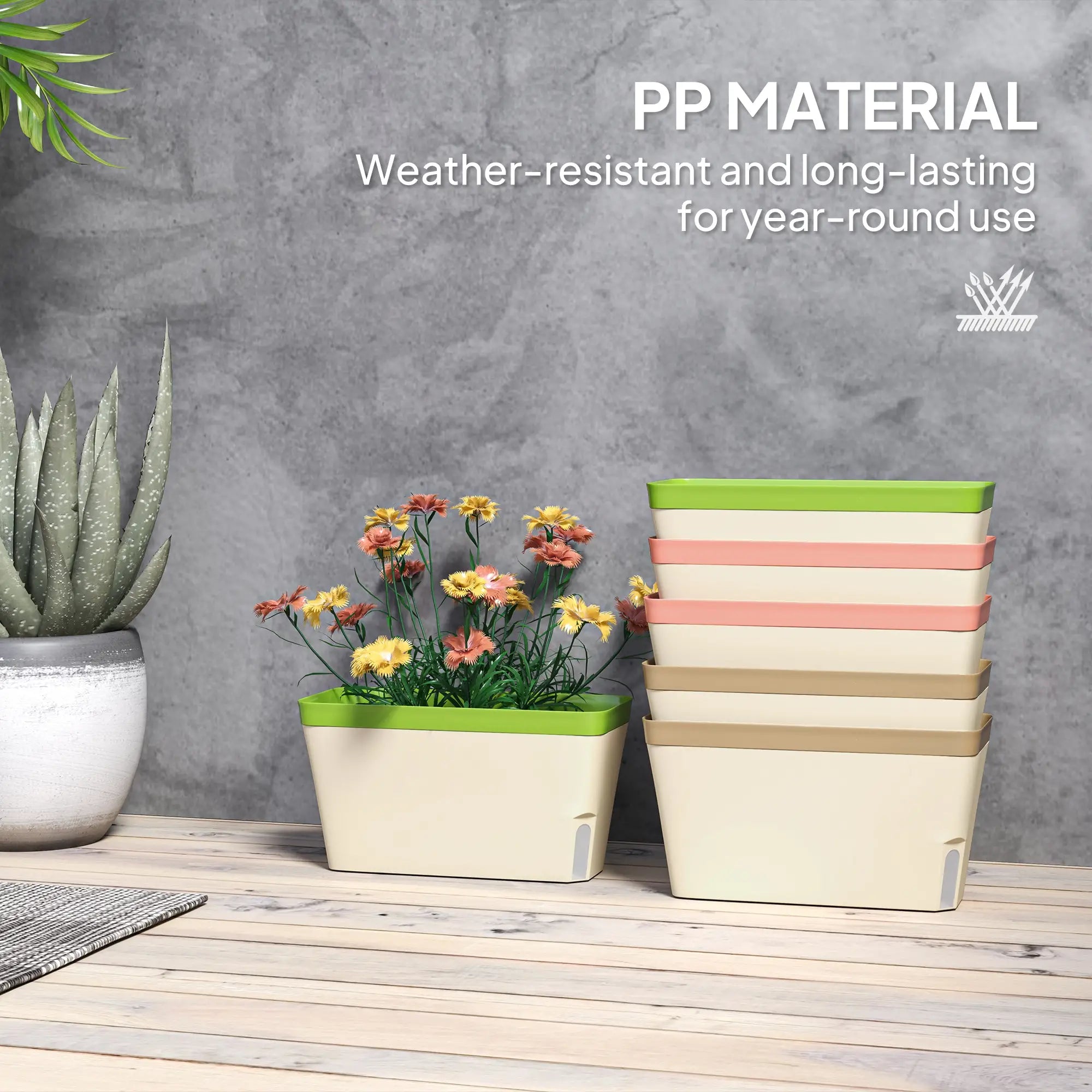 6 Pack Self Watering Flower Pots, 10.5 Inch Planter Box with Water Indicator Garden Accessories at Gallery Canada
