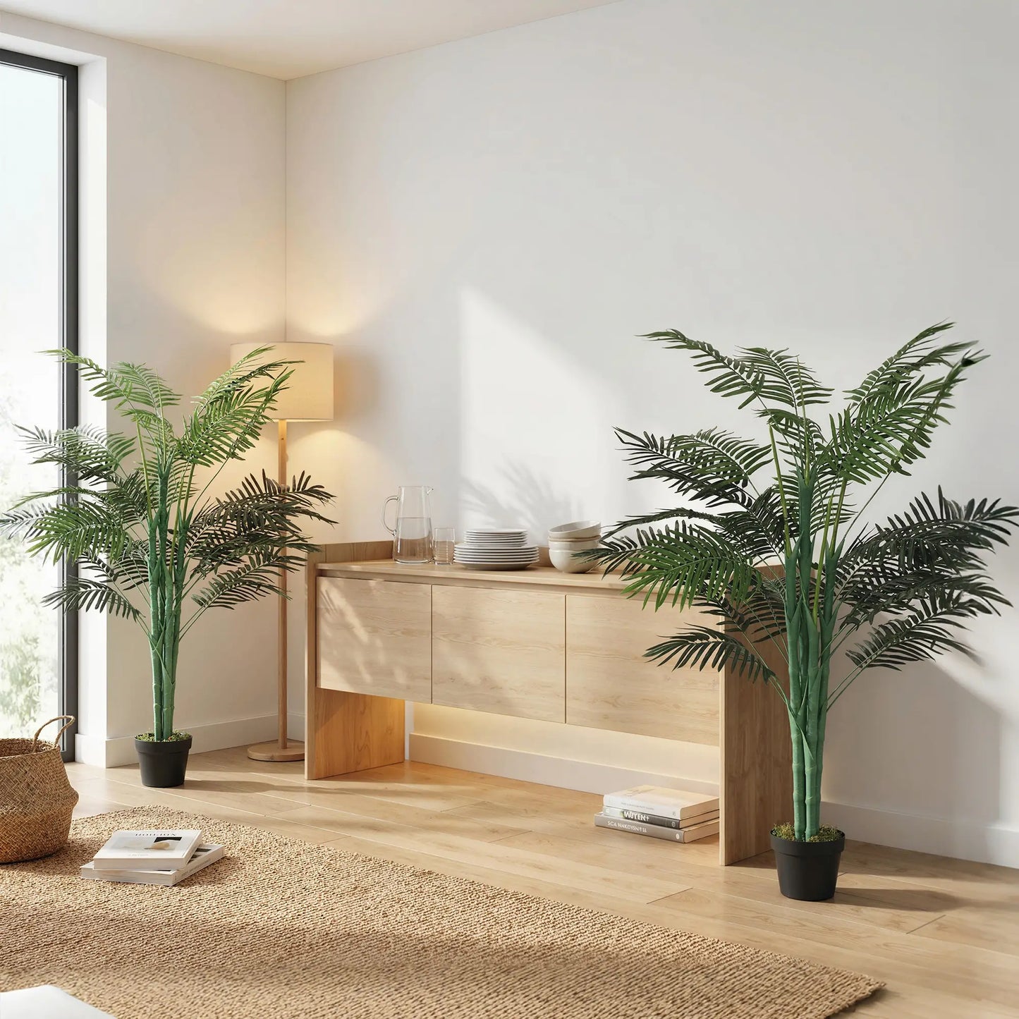 5FT Artificial Palm Tree Set, Fake Tropical Plant In Pot, Green Artificial Trees at Gallery Canada