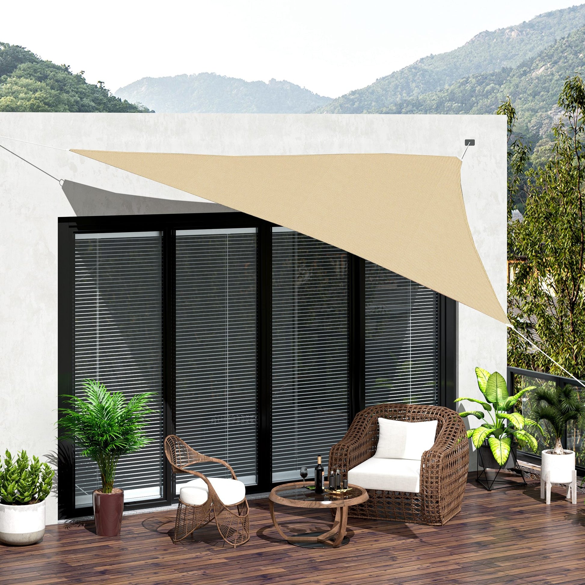 Triangle 18’ Canopy Sun Sail Shade Garden Cover UV Protector Outdoor Patio Lawn Shelter with Carrying Bag Beige at Gallery Canada