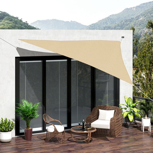 Triangle 18’ Canopy Sun Sail Shade Garden Cover UV Protector Outdoor Patio Lawn Shelter with Carrying Bag Beige - Gallery Canada