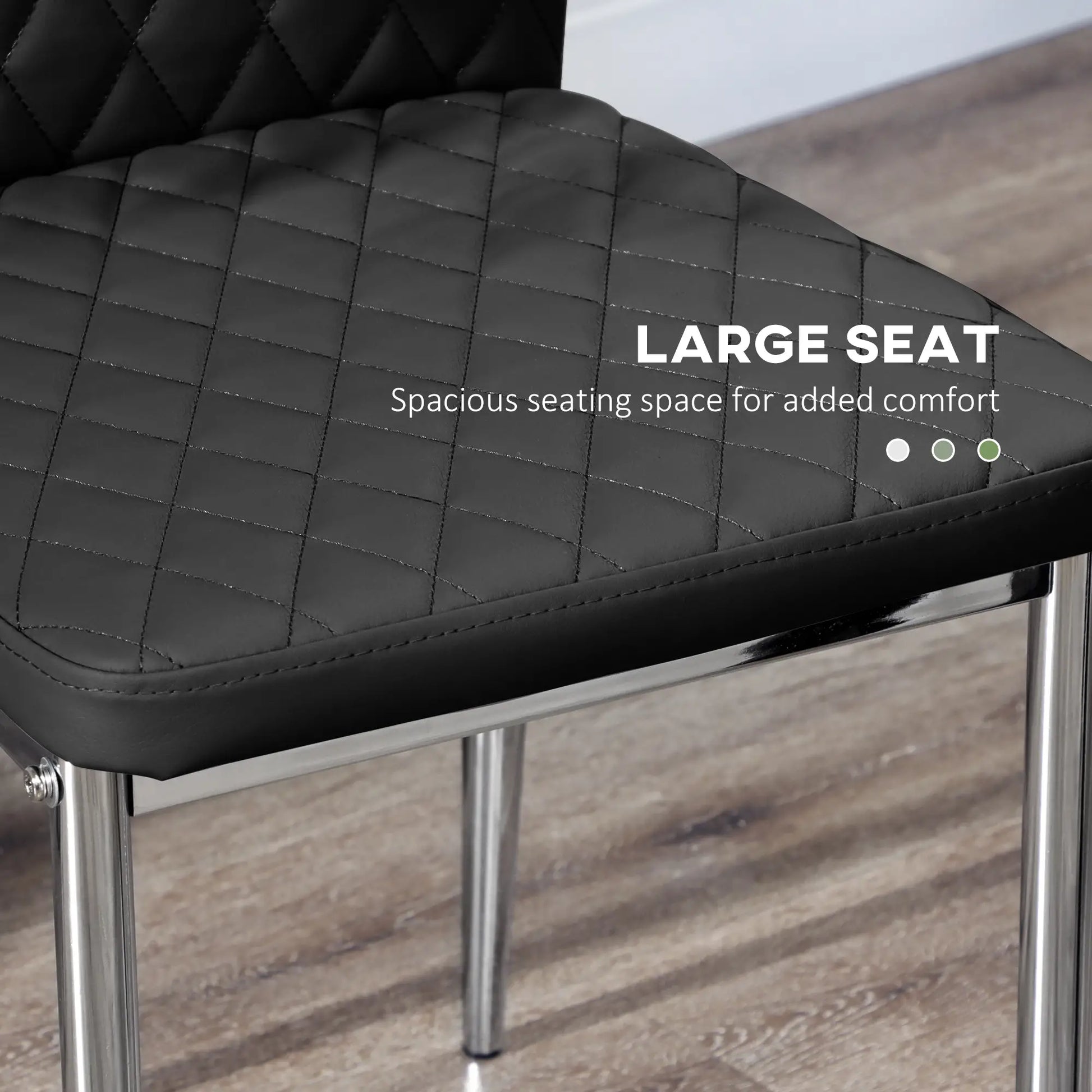 Kitchen Chairs Set of 4, Faux Leather Upholstery, Steel Legs, Black Dining Chairs at Gallery Canada