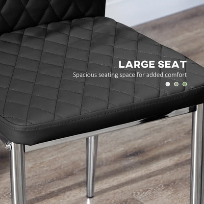 Kitchen Chairs Set of 4, Faux Leather Upholstery, Steel Legs, Black Dining Chairs at Gallery Canada