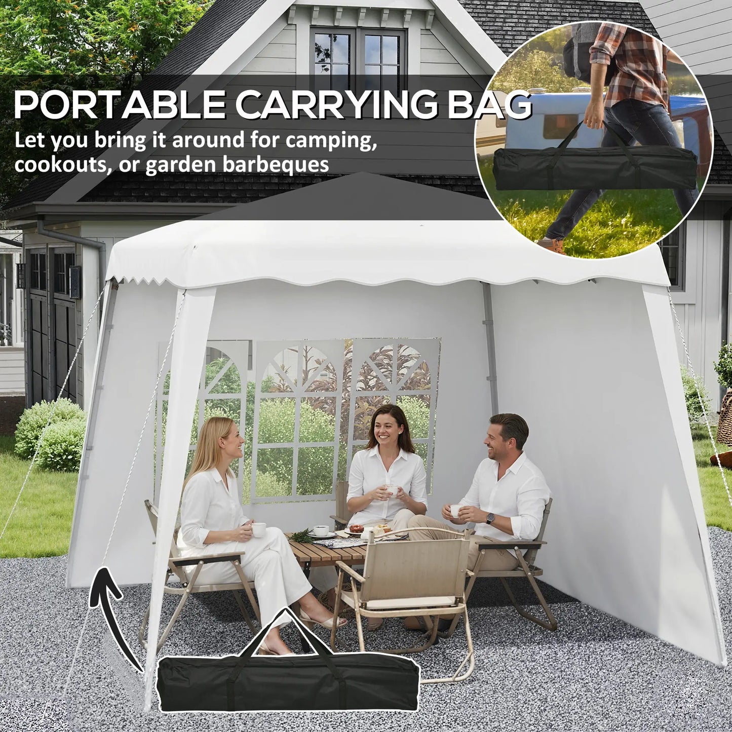 Pop Up Canopy Tent With Sidewalls, UV50+, Carry Bag, Slant Legs, 8 x 8ft Pop Up Canopies at Gallery Canada