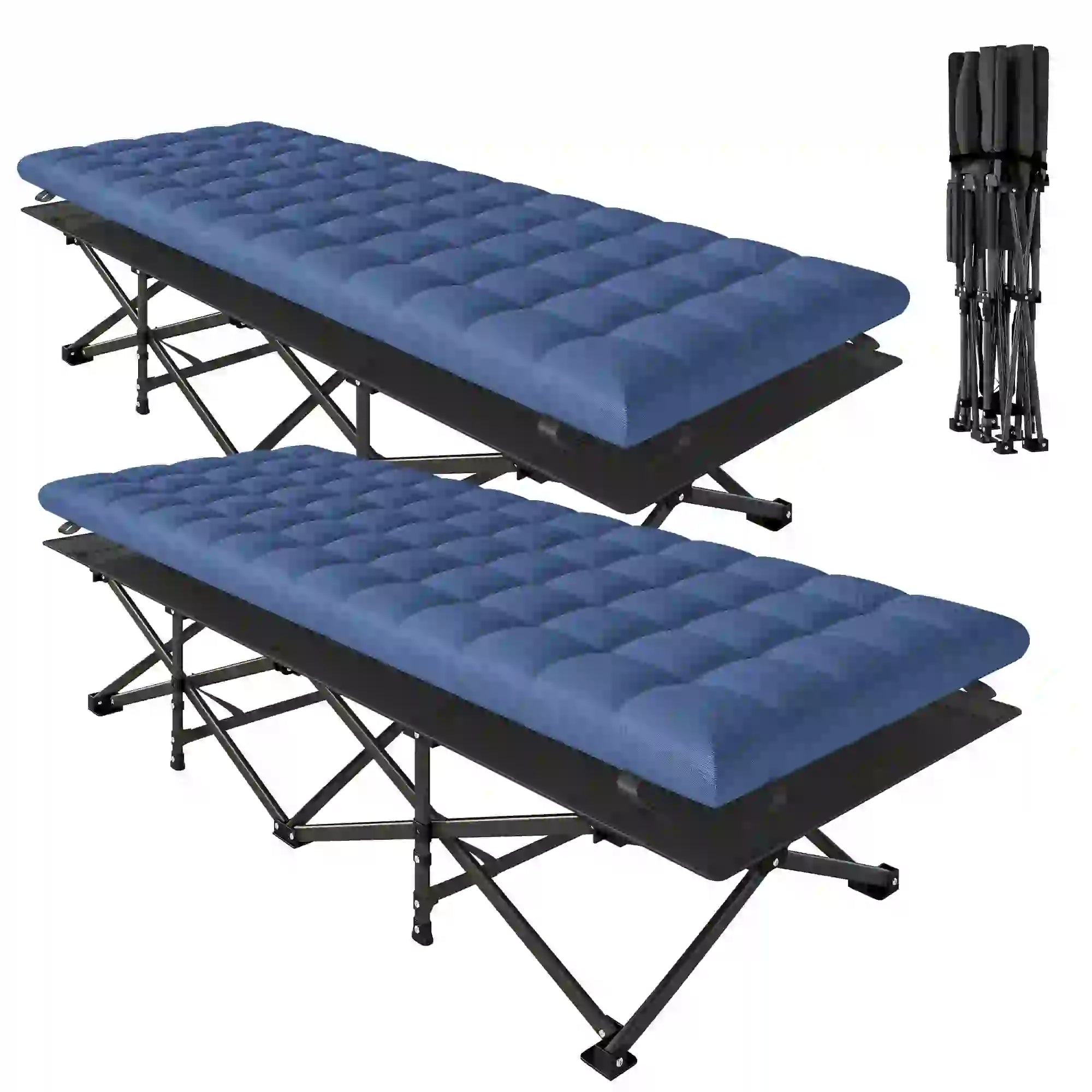 Set Of 2 Camping Cots With Soft Pad, 32