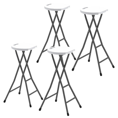 Set of 4 Folding Bar Stools, 29" Counter Height, Footrest Bistro Sets White, Grey at Gallery Canada