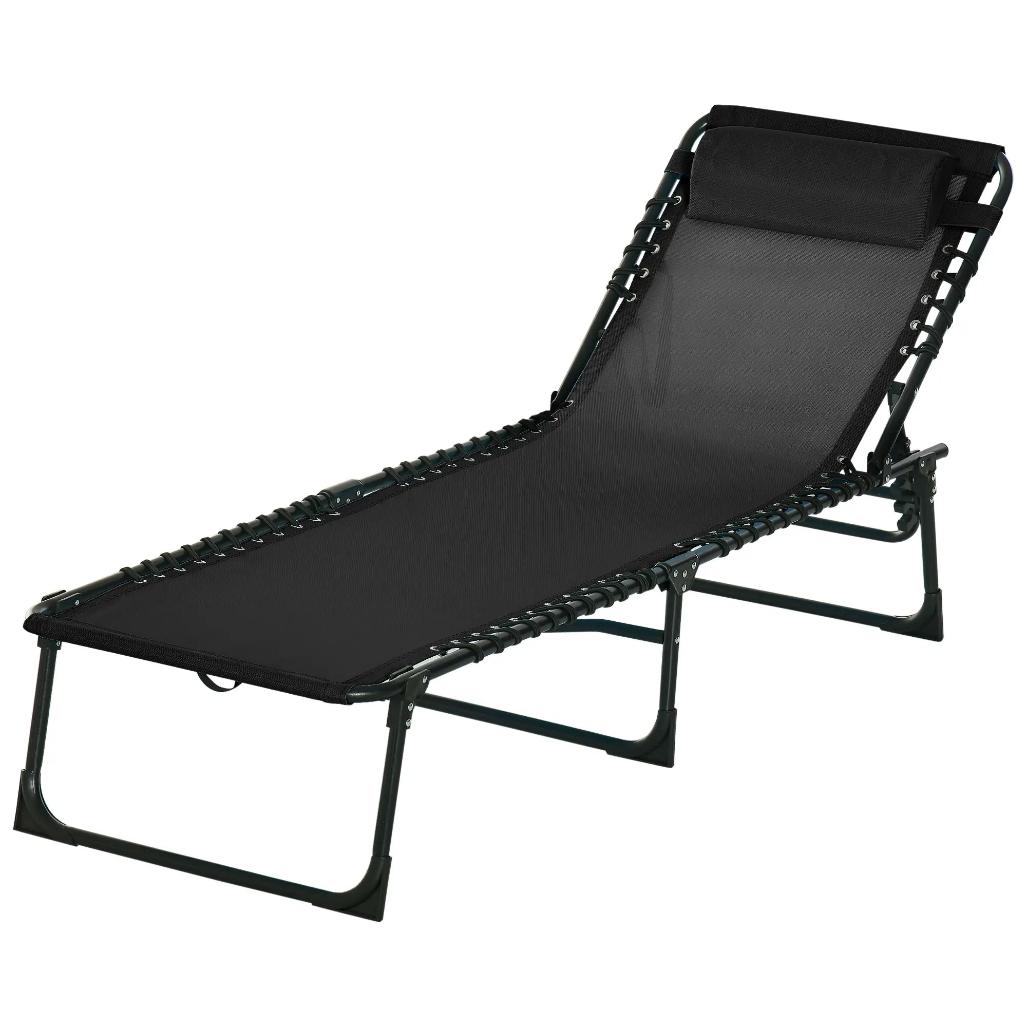 Outdoor Folding Lounge Chair, 4-Level Adjustable, Black Lounger Chairs at Gallery Canada
