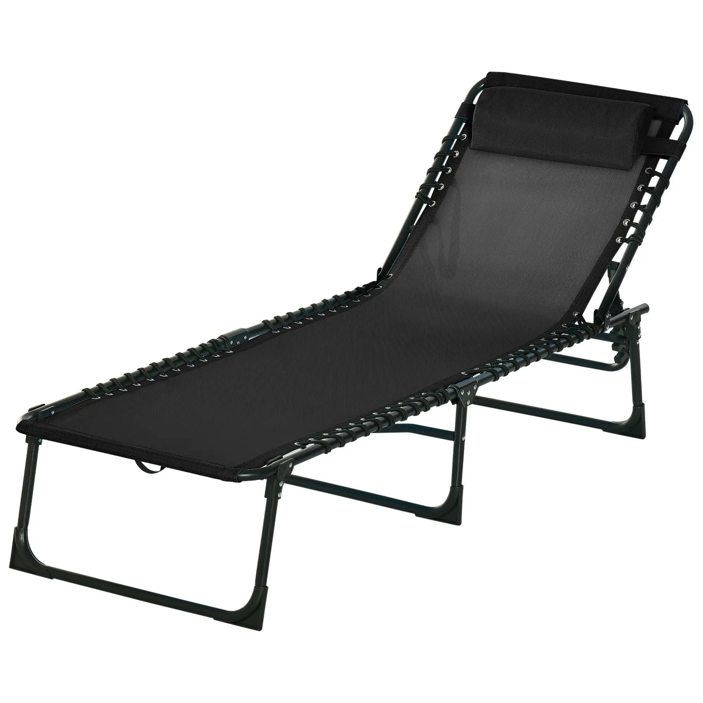 Outdoor Folding Lounge Chair, 4-Level Adjustable, Black Lounger Chairs at Gallery Canada