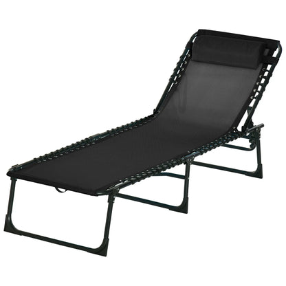 Outdoor Folding Lounge Chair, 4-Level Adjustable, Black Lounger Chairs at Gallery Canada