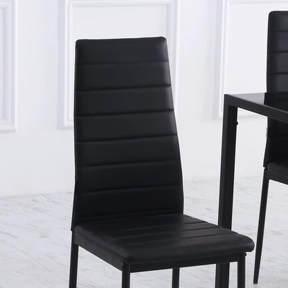 Modern High Back Dining Chairs, PU Leather, Metal Legs, Set of 4, Black Bar Stools at Gallery Canada