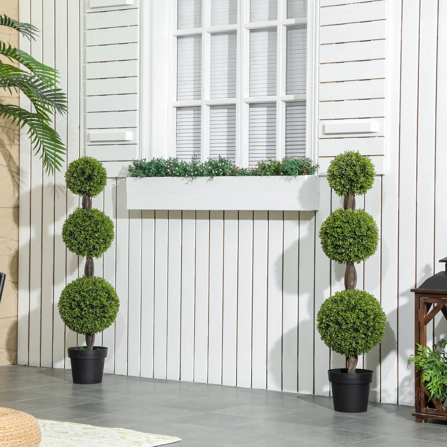 Artificial Ball Boxwood Topiary Trees, Set of 2, Indoor Outdoor Decor, Green Artificial Trees at Gallery Canada