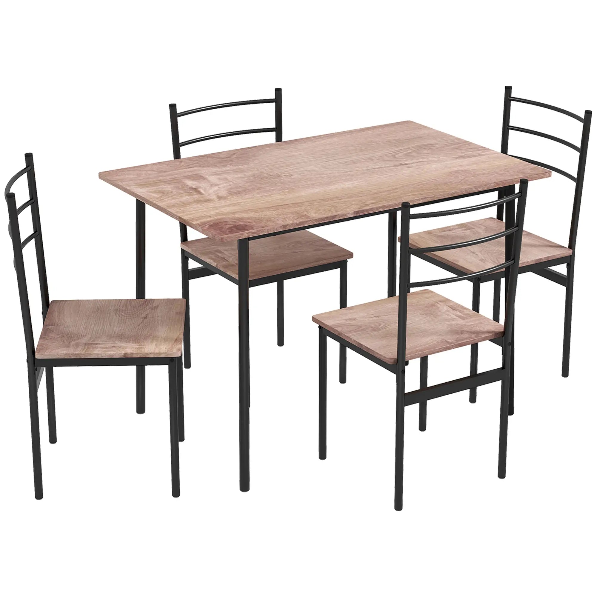 5 Piece Dining Table Set for 4, Space Saving Kitchen Table and 4 Chairs, Rectangle, Steel Frame for Dining Room Bar Sets at Gallery Canada