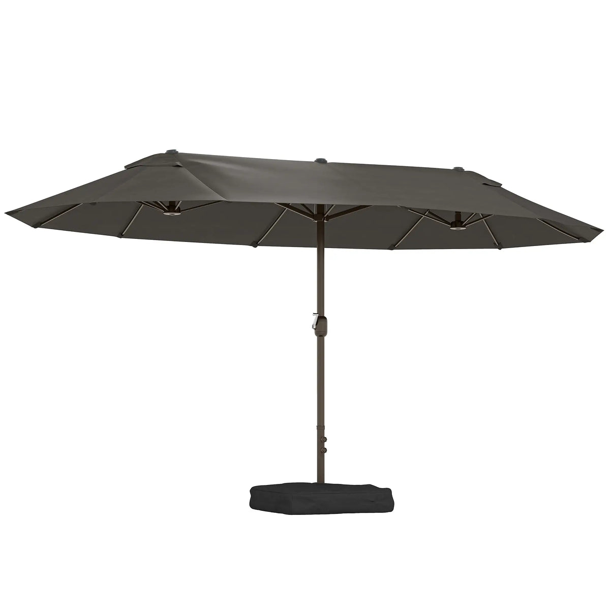15' Outdoor Patio Umbrella, Twin Canopy Sunshade, Steel Table, Lift Crank, Dark Grey Sun Umbrellas Dark Grey at Gallery Canada