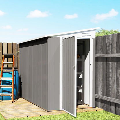 4' x 8' Outdoor Storage Shed, Metal Tool Shed, Lockable Door, Light Grey Sheds at Gallery Canada