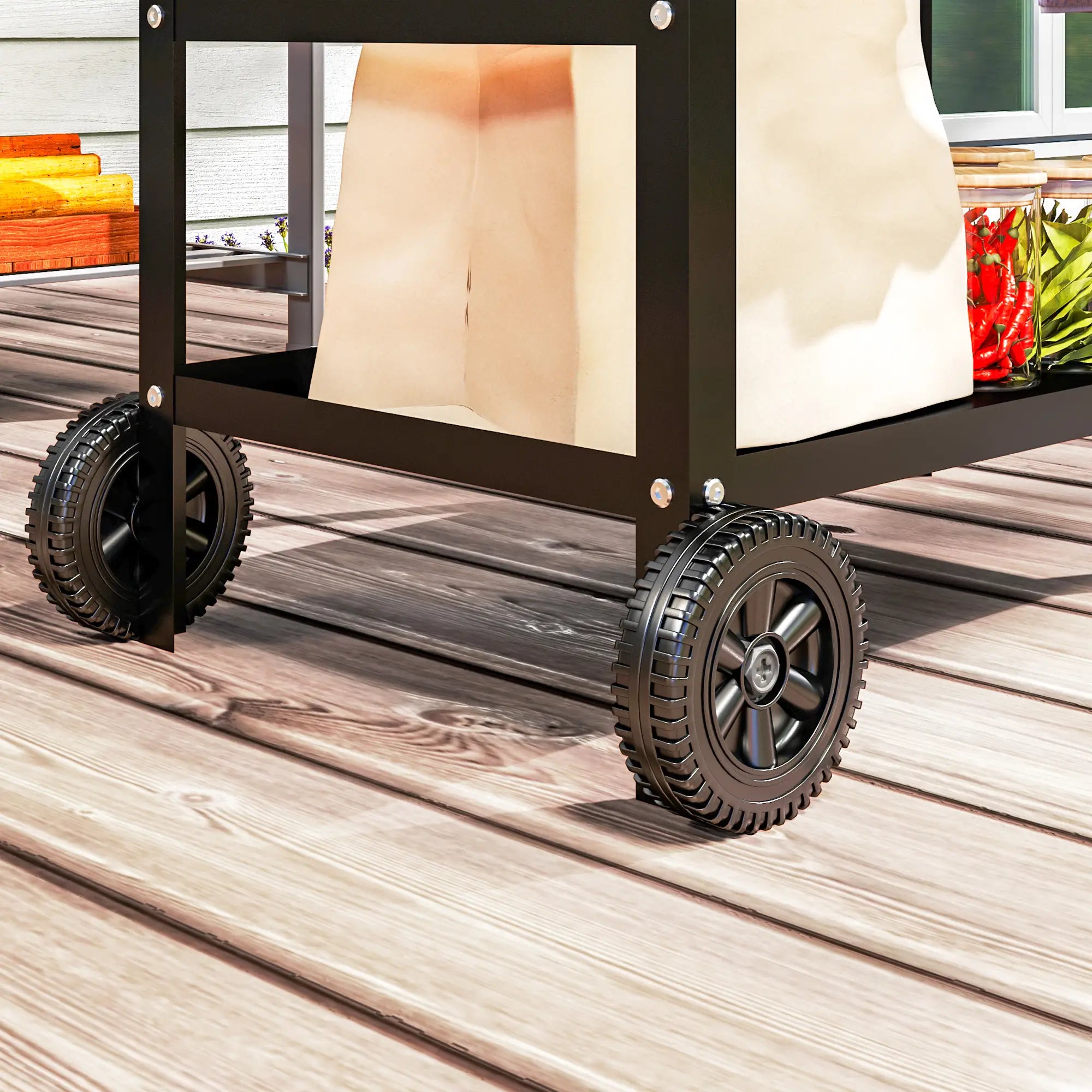 BBQ Stand With Stainless Steel Top, Adjustable Shelf, Hooks, Seasoning Tray Outdoor Grill Carts at Gallery Canada