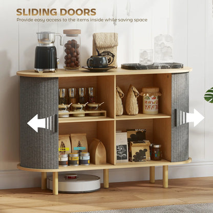 47" Buffet Cabinet, Tambour Sliding Doors, Fluted Sideboard, Grey Bar Cabinets at Gallery Canada