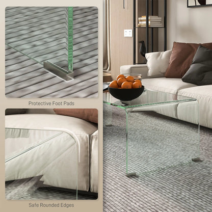 Clear Glass Coffee Table, Modern Rectangle Living Room Center Table, Safe Rounded Edges Coffee Tables at Gallery Canada
