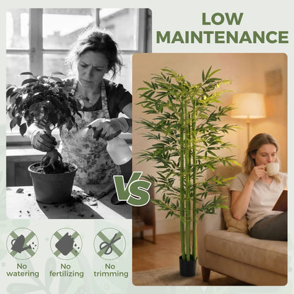Indoor Fake Plants, Artificial Bamboo Tree with Adjustable Shape for Home Office Living Room Decor, Green