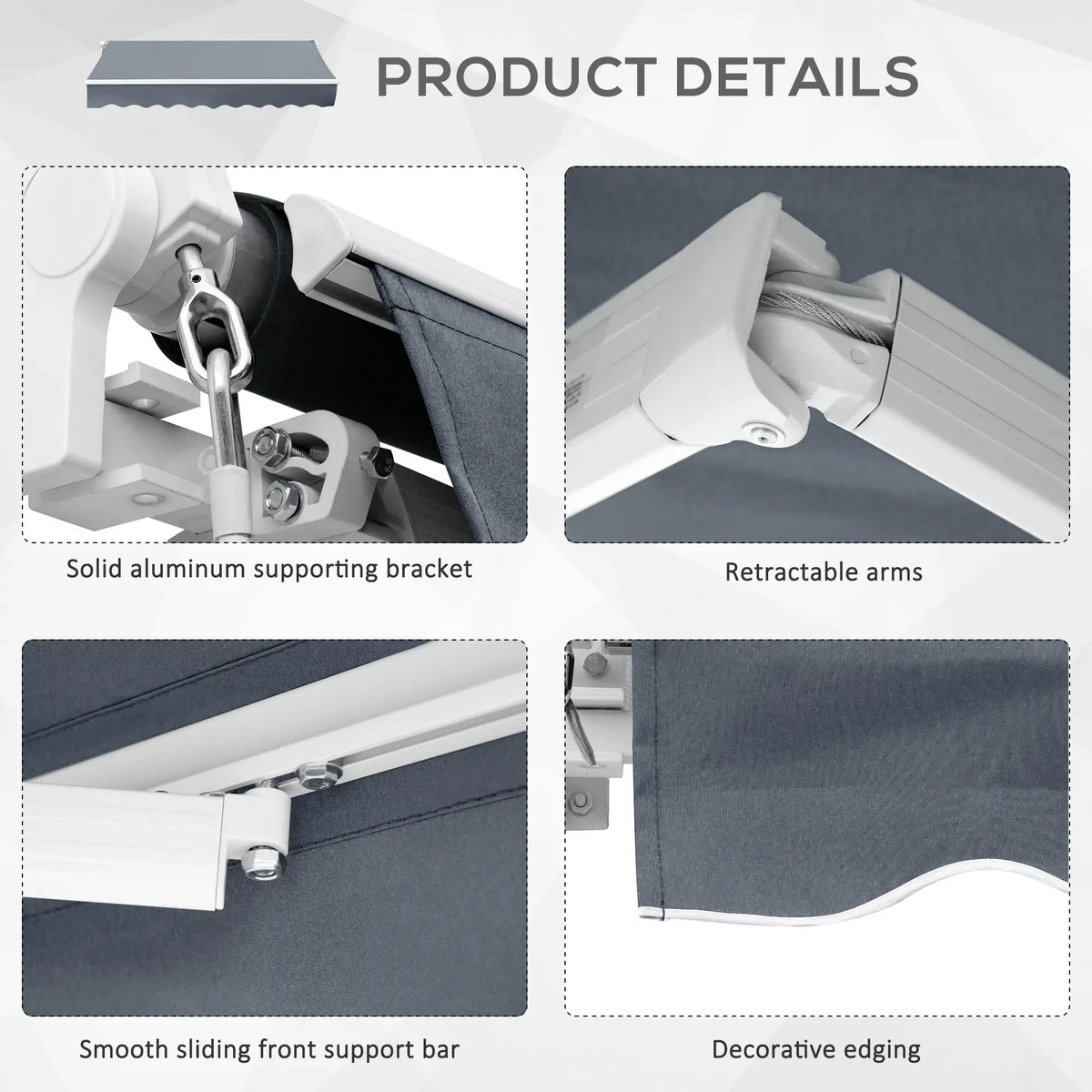 10' x 8' Retractable Awning, Sunshade Canopy for Patio, Dark Grey Patio Awnings at Gallery Canada