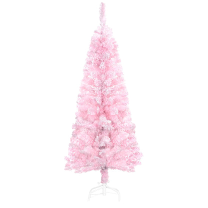 4 ft Flocked Pencil Christmas Tree, Realistic Branches, Auto Open, Steel Base, Pink Pencil Christmas Trees Pink, White at Gallery Canada