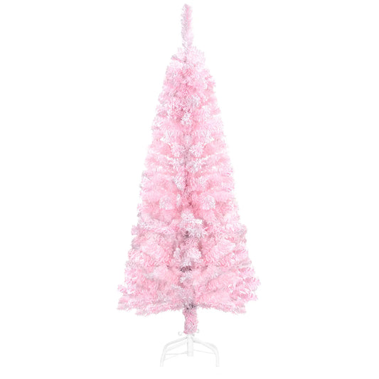4 ft Flocked Pencil Christmas Tree, Realistic Branches, Auto Open, Steel Base, Pink Pencil Christmas Trees Pink, White at Gallery Canada