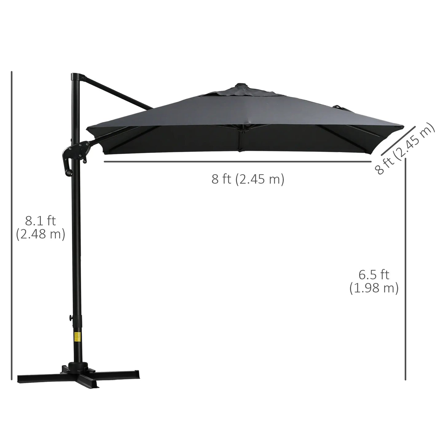 8'x8' Square Patio Hanging Offset Umbrella, Dark Grey Offset Cantilever Umbrellas at Gallery Canada