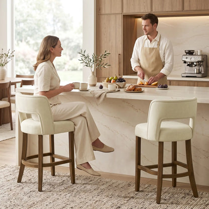 Bar Stools Set of 2, 26" Counter Height, Beige Bar Stools at Gallery Canada