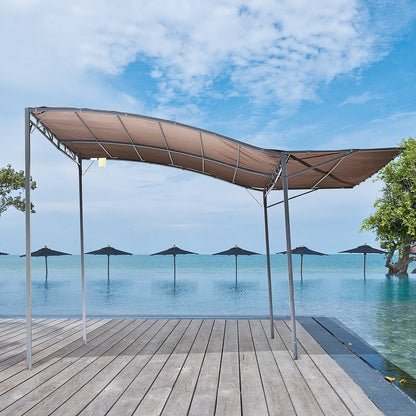 10x8ft Metal Gazebo, Extendable Side Awning, Outdoor Shelter, Brown Pergolas at Gallery Canada