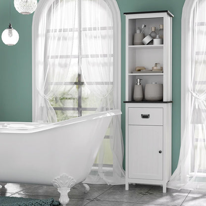 Tall Bathroom Storage Cabinet, Floor Standing with Drawer, Adjustable Shelf, White Bathroom Cabinets at Gallery Canada