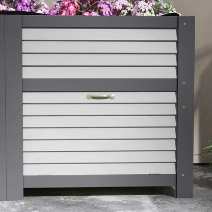 Wooden Elevated Planter Box with Storage, 59" x 30" x 29.5", Grey Galvanized Planter Boxes at Gallery Canada