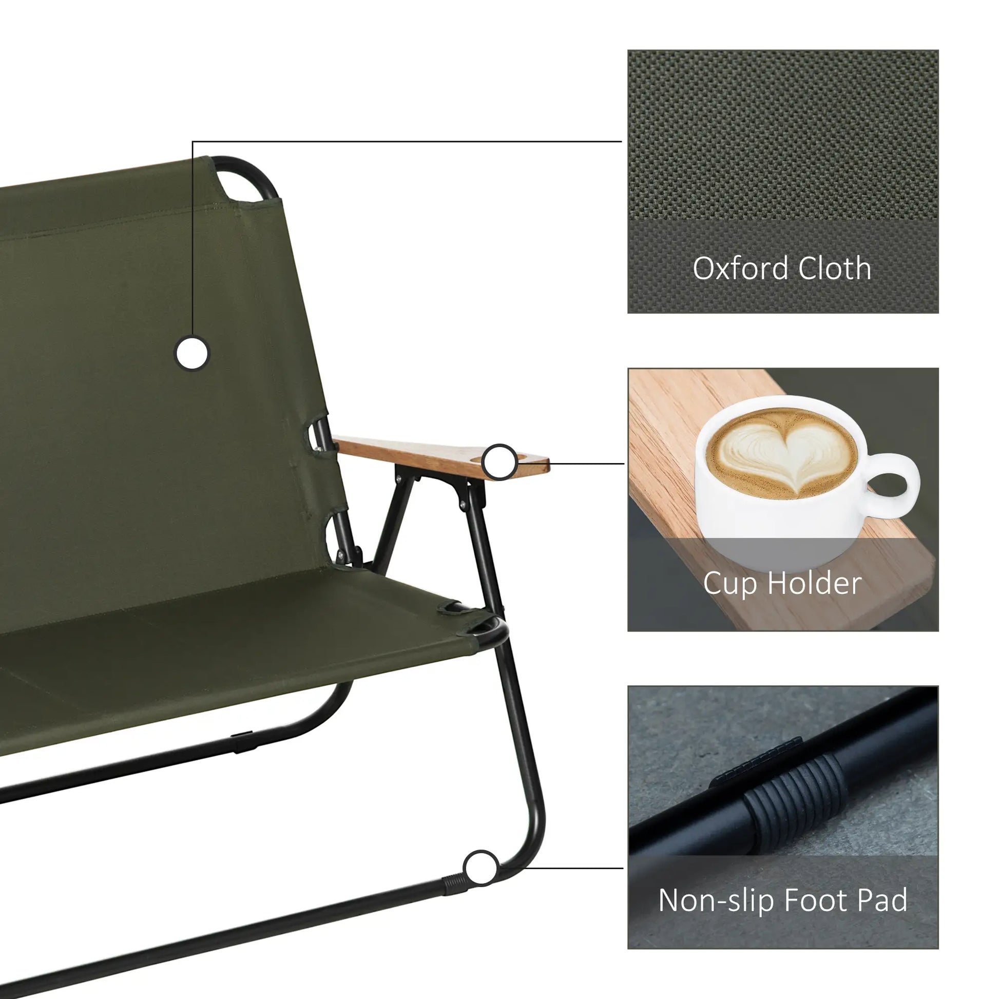 Double Folding Chair, Loveseat Camping Chair for 2, Portable Outdoor Chair, Green Picnic Tables & Camping Chairs at Gallery Canada