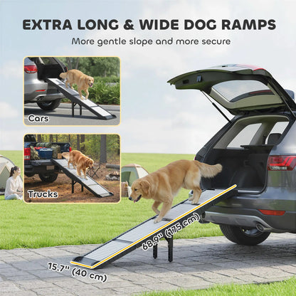 Foldable Dog Car Ramp, 69" x 15.7", Non-Slip TPR Surface, For Dogs Up To 220LBS Dog Stairs at Gallery Canada
