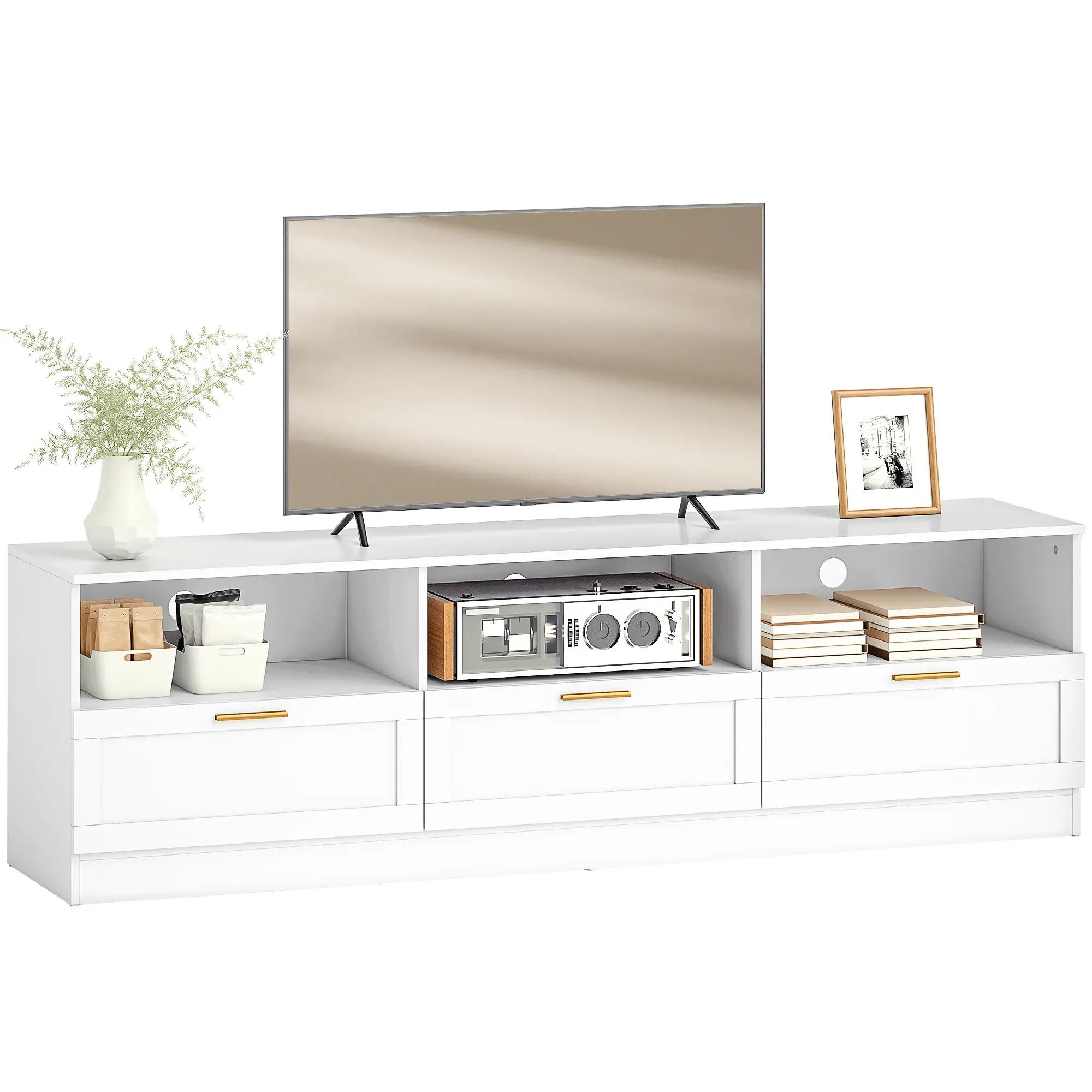 TV Stand with Storage, Entertainment Center, 85 Inch, White TV Stands at Gallery Canada