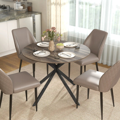 40" Round Kitchen Table For 4, Industrial Dining Table, Distressed Brown Dining Tables at Gallery Canada