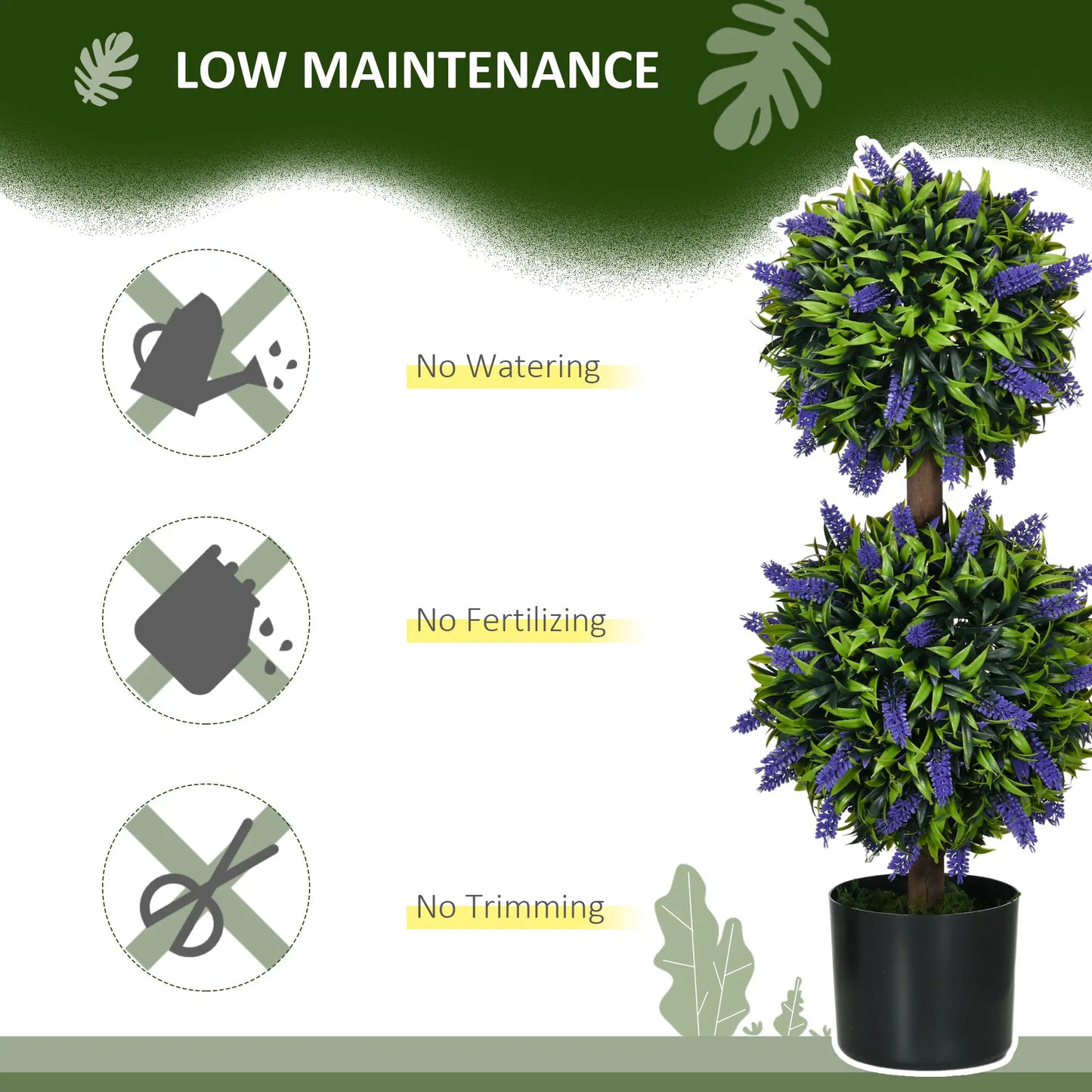 2.3ft Artificial Lavender Plants, Set of 2 with Pot, Indoor Outdoor Decor Artificial Trees at Gallery Canada