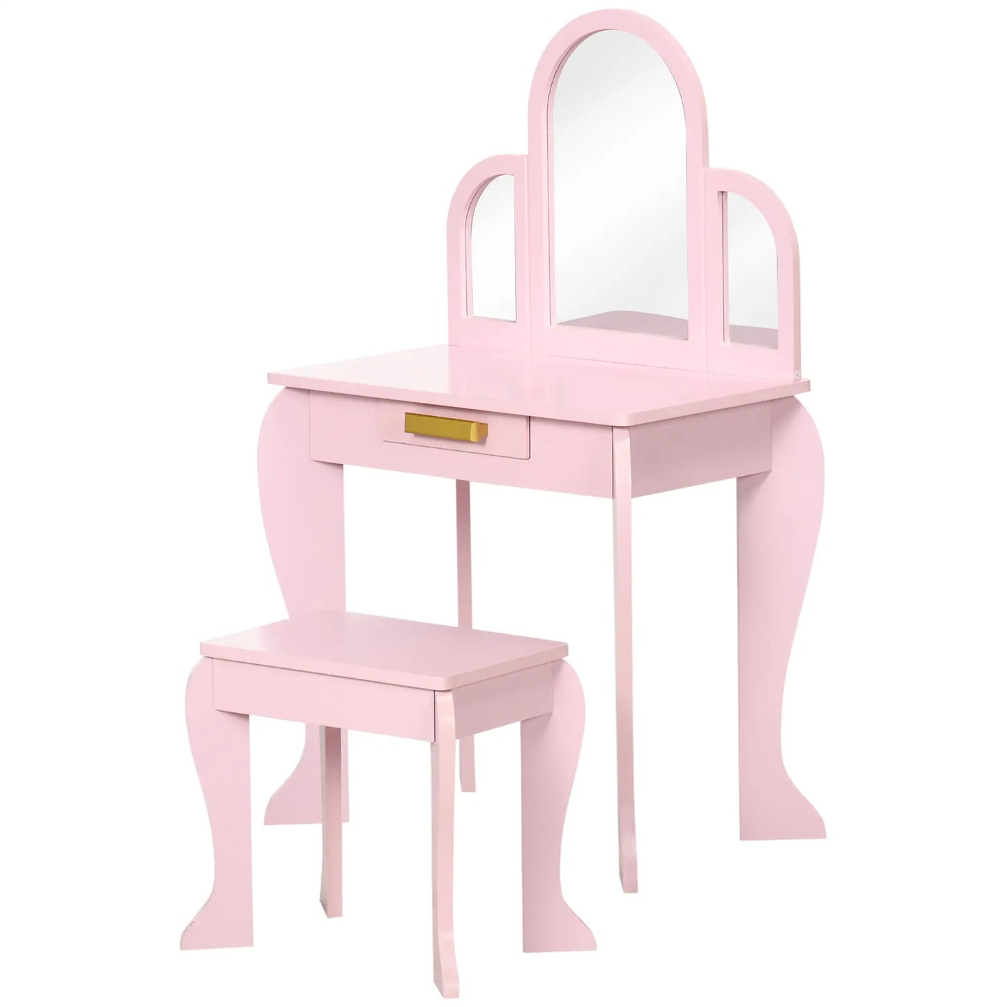 Kids Dressing Table and Chair Set, Makeup Desk with Drawer, 3-6 Years, Pink Kids Bedroom Furniture at Gallery Canada