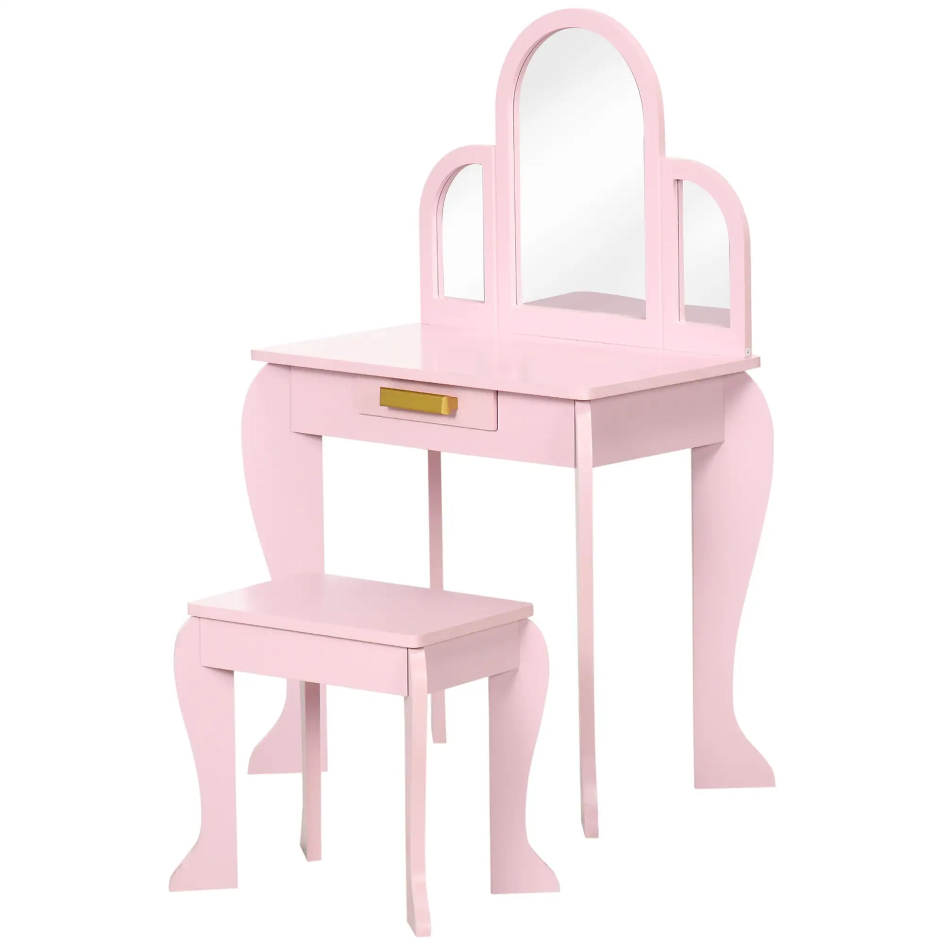 Kids Dressing Table and Chair Set, Makeup Desk with Drawer, 3-6 Years, Pink Kids Bedroom Furniture at Gallery Canada