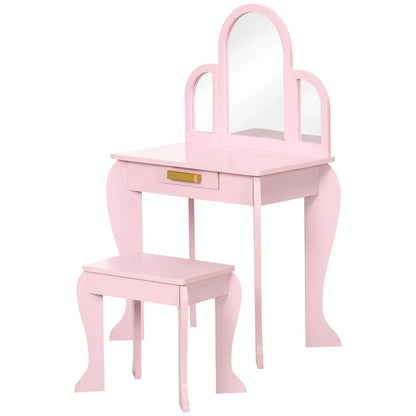 Kids Dressing Table and Chair Set, Makeup Desk with Drawer, 3-6 Years, Pink Kids Bedroom Furniture at Gallery Canada
